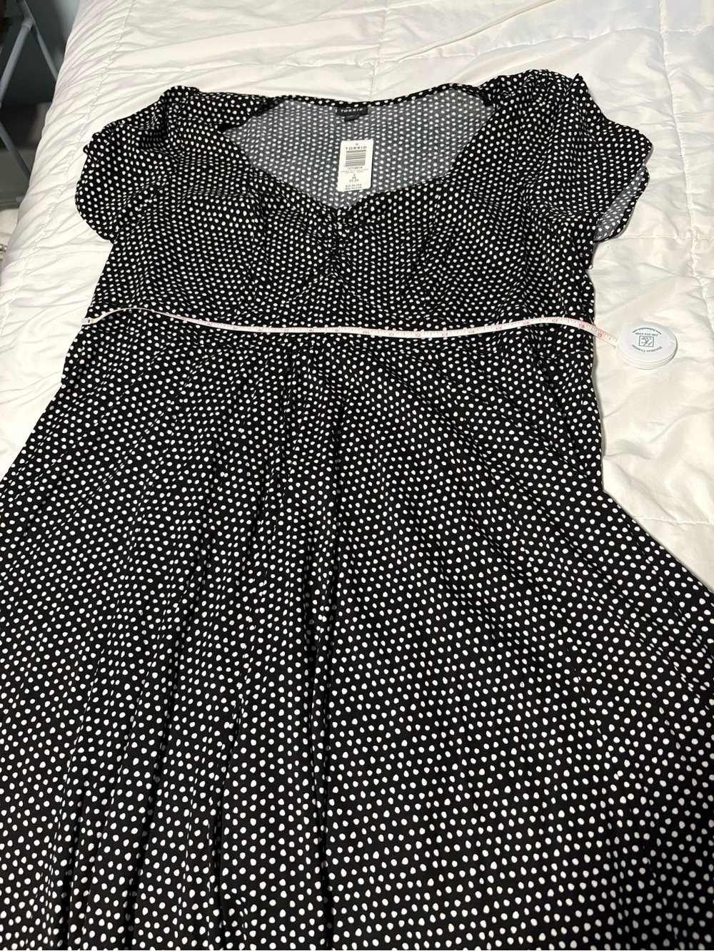 Torrid Black & White Polka Dot Short Sleeve Dress Size 3x New With Tags - Picture 5 of 7